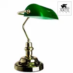 Настольная лампа офисная Arte Lamp Banker A2491LT-1GO Цвет арматуры золото Цвет плафонов зеленый от ImperiumLoft