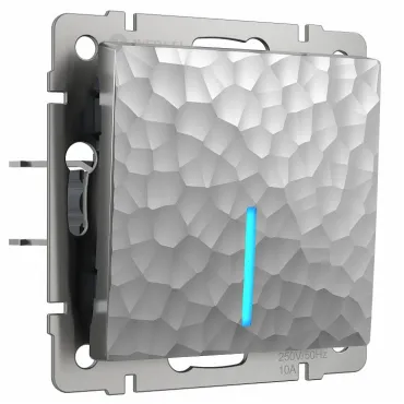 Выключатель проходной одноклавишный с подсветкой без рамки Werkel W1212106 (серебряный) Цвет арматуры серебро