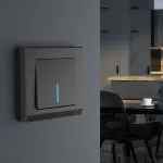 Выключатель проходной одноклавишный с подсветкой без рамки Werkel черный матовый W1112108 от ImperiumLoft