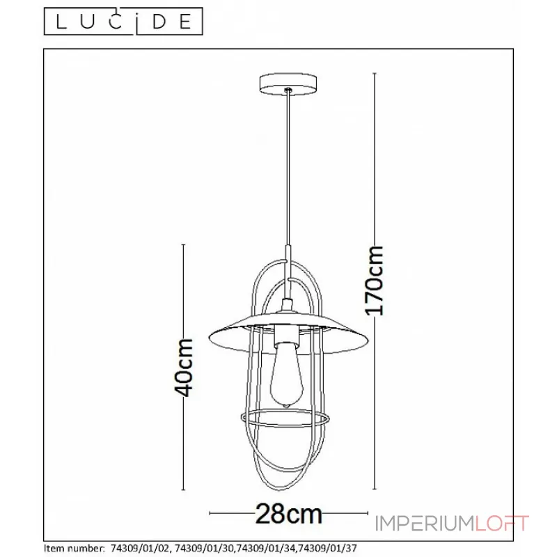 Подвесной светильник Lucide Masson 74309/01/02 