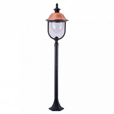 Наземный высокий светильник Arte Lamp Barcelona A1486PA-1BK Цвет арматуры медь Цвет плафонов прозрачный