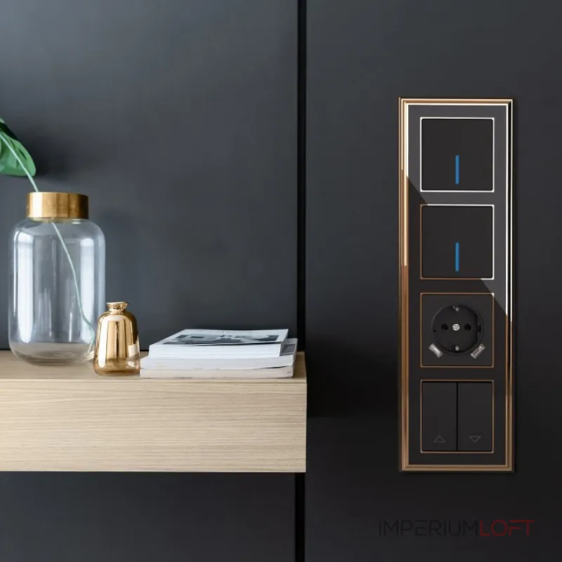 Выключатель проходной одноклавишный с подсветкой без рамки Werkel черный матовый W1112108 от ImperiumLoft