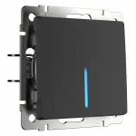 Выключатель проходной одноклавишный с подсветкой без рамки Werkel черный матовый W1112108 от ImperiumLoft