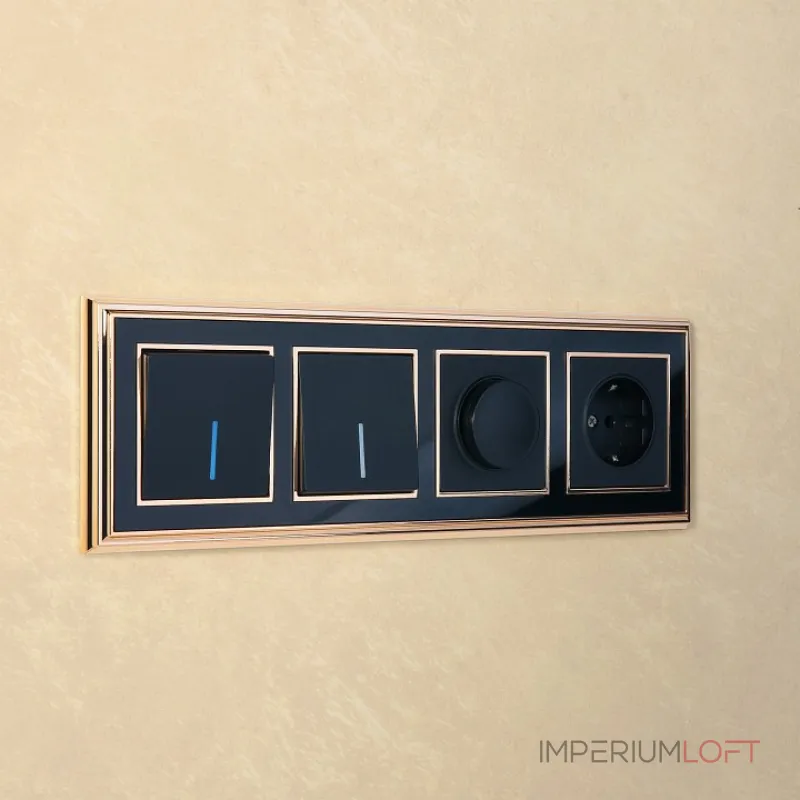 Выключатель проходной одноклавишный с подсветкой без рамки Werkel черный матовый W1112108 от ImperiumLoft