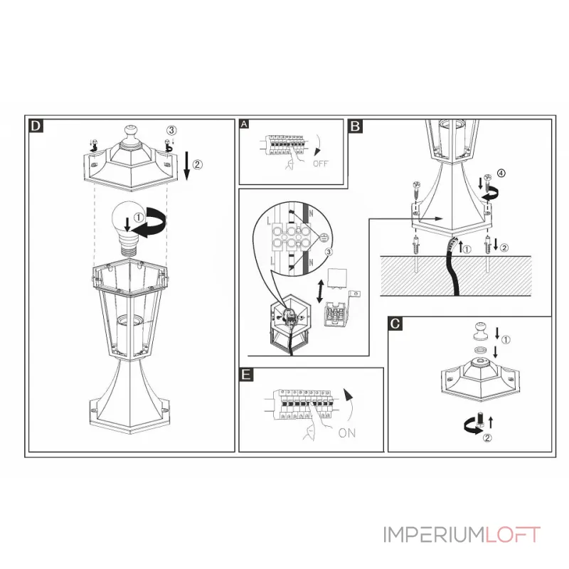 Наземный низкий светильник Eglo ПРОМО Laterna 4 22472 Цвет арматуры черный Цвет плафонов прозрачный от ImperiumLoft