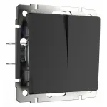 Выключатель проходной двухклавишный без рамки Werkel черный матовый W1122008 от ImperiumLoft