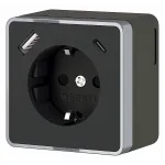 Розетка с заземлением, шторками и USB Werkel Gallant черный/хром W5071735 от ImperiumLoft
