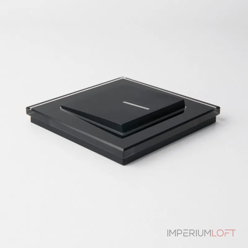 Выключатель проходной одноклавишный с подсветкой без рамки Werkel черный матовый W1112108 от ImperiumLoft