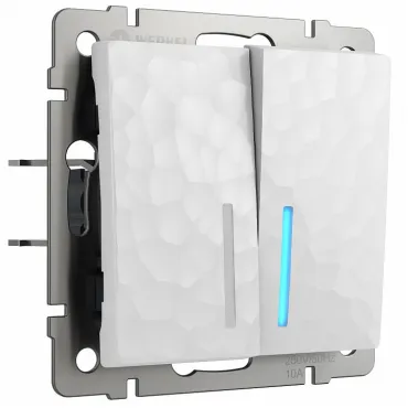 Выключатель двухклавишный с подсветкой без рамки Werkel W1220101 (белый) Цвет арматуры белый Цвет плафонов белый