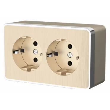 Розетка двойная с заземлением Werkel шампань рифленый W5072110 Розетка двойная с заземлением Werkel шампань рифленый W5072110