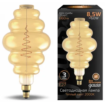 Лампа светодиодная Gauss Oversize E27 8.5Вт 2000K 161802105 Цвет арматуры белый Цвет плафонов белый