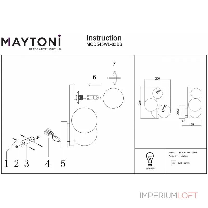 Бра Maytoni Dallas MOD545WL-03BS от ImperiumLoft Бра Maytoni Dallas MOD545WL-03BS от ImperiumLoft