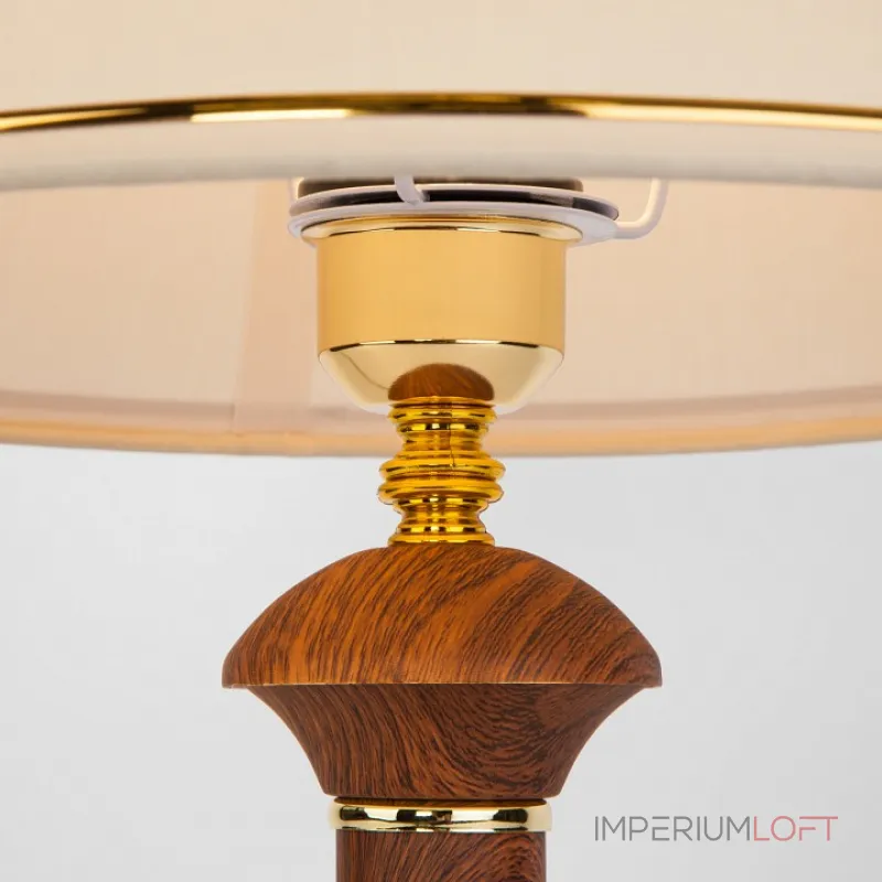 Настольная лампа декоративная Eurosvet Lorenzo 60019/1 орех Цвет плафонов кремовый Цвет арматуры коричневый от ImperiumLoft