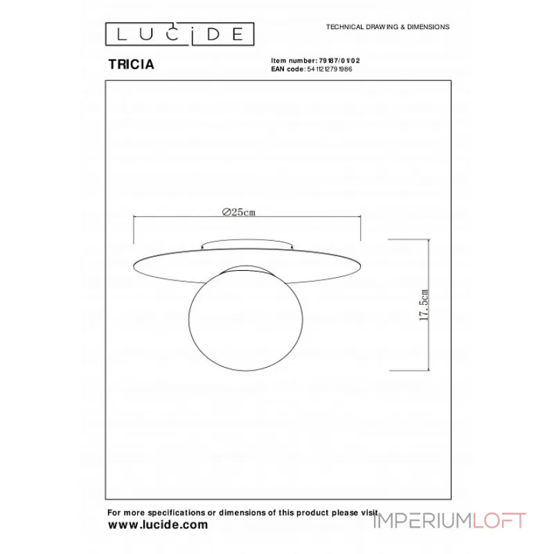 Потолочный светильник Lucide Tricia 79187/01/02