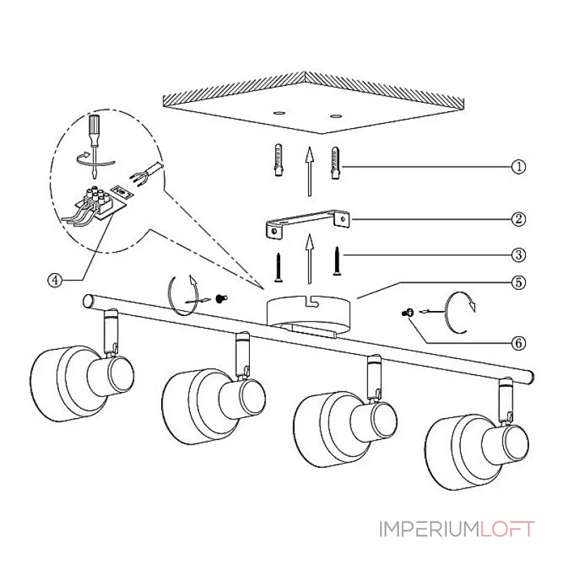 Спот Globo Rois 56213-4 Цвет арматуры хром Цвет плафонов хром от ImperiumLoft