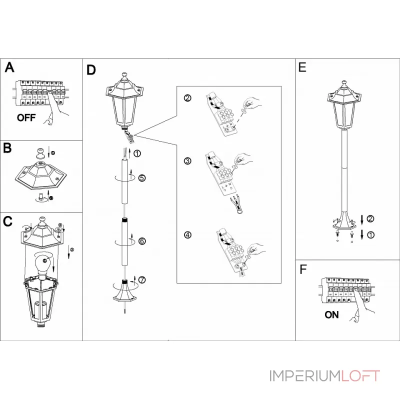 Наземный высокий светильник Eglo ПРОМО Laterna 4 22144 Цвет арматуры черный Цвет плафонов прозрачный от ImperiumLoft