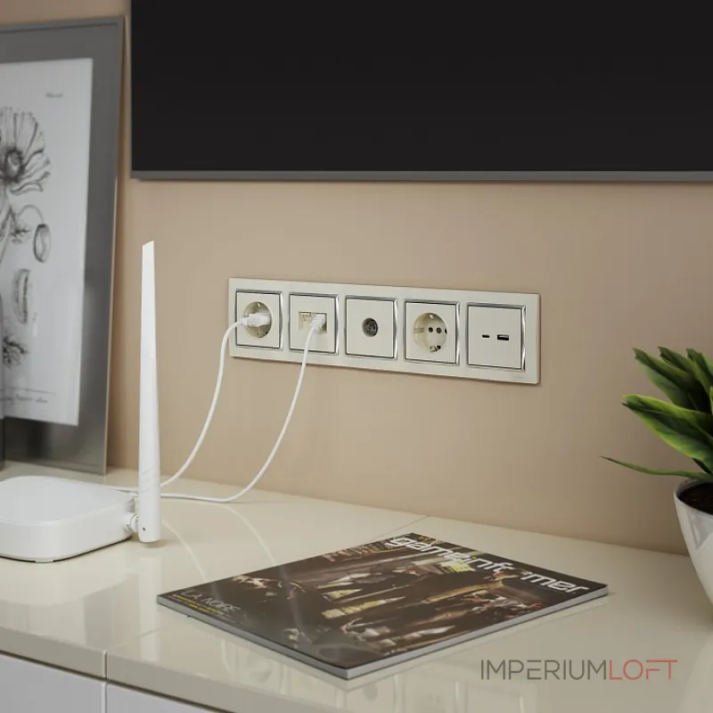 Розетка Ethernet RJ-45 без рамки Werkel слоновая кость W1181103 от ImperiumLoft