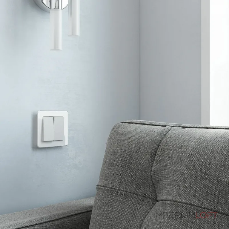 Выключатель проходной двухклавишный Werkel Белые матовые W1122061 от ImperiumLoft