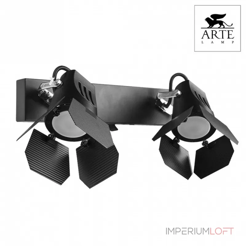 Спот Arte Lamp Cinema A3092AP-2BK Цвет арматуры хром Цвет плафонов черный от ImperiumLoft