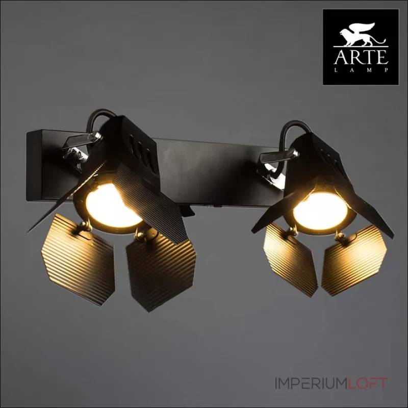Спот Arte Lamp Cinema A3092AP-2BK Цвет арматуры хром Цвет плафонов черный от ImperiumLoft