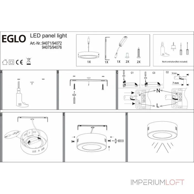 Накладной светильник Eglo ПРОМО Fueva 1 94076 Цвет арматуры белый от ImperiumLoft