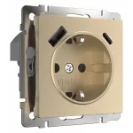 Розетка с заземлением, шторками и USB, без рамки Werkel шампань рифленый W1171710 от ImperiumLoft