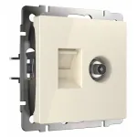ТВ-розетка и розетка Ethernet RJ-45 без рамки Werkel слоновая кость W1181303 от ImperiumLoft