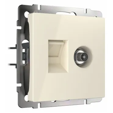 ТВ-розетка и розетка Ethernet RJ-45 без рамки Werkel слоновая кость W1181303 ТВ-розетка и розетка Ethernet RJ-45 без рамки Werkel слоновая кость W1181303