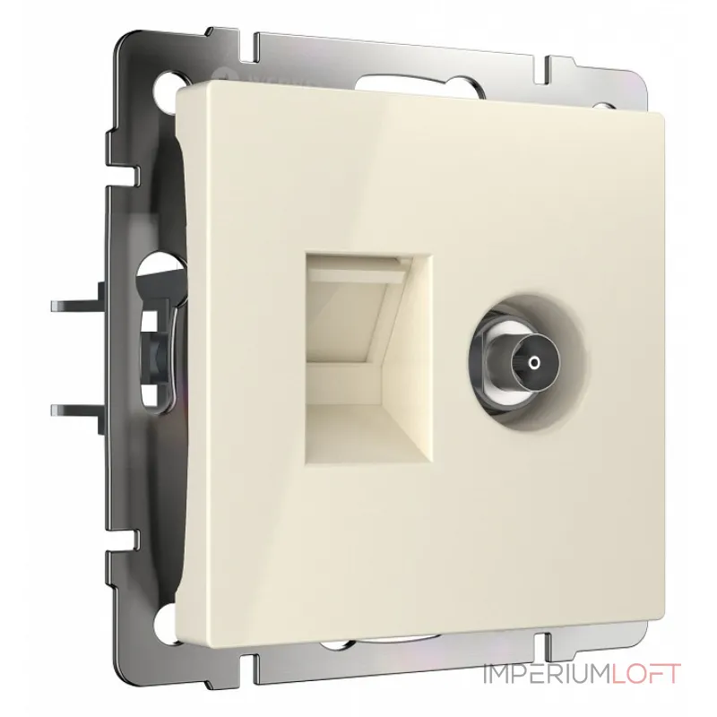 ТВ-розетка и розетка Ethernet RJ-45 без рамки Werkel слоновая кость W1181303 от ImperiumLoft ТВ-розетка и розетка Ethernet RJ-45 без рамки Werkel слоновая кость W1181303 от ImperiumLoft