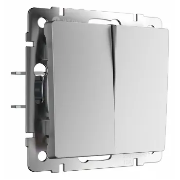 Выключатель двухклавишный без рамки Werkel серебряный матовый W1120065