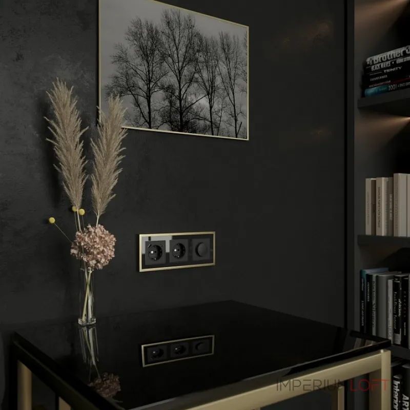 Рамка на 3 поста Werkel Baguette черный/латунь W0032852 от ImperiumLoft