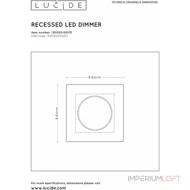 Диммер роторный Lucide Recessed Wall Dimmer Nl 50000/00/31 от ImperiumLoft Диммер роторный Lucide Recessed Wall Dimmer Nl 50000/00/31 от ImperiumLoft