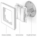 Выключатель трехклавишный без рамки Werkel черный матовый W1130008 (черный матовый) от ImperiumLoft