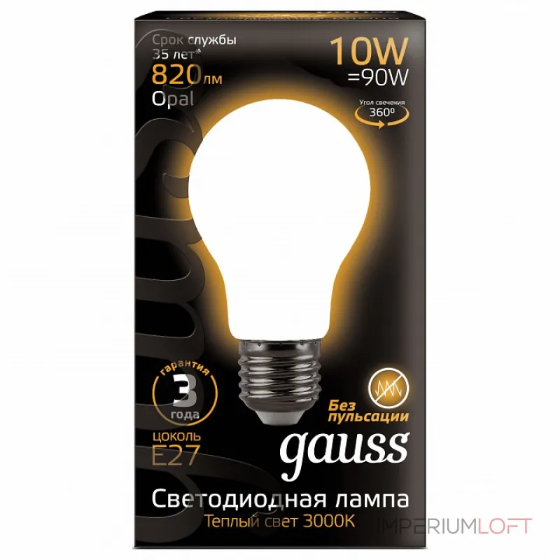 Лампа светодиодная Gauss 1022 E27 10Вт 3000K 102202110 от ImperiumLoft Лампа светодиодная Gauss 1022 E27 10Вт 3000K 102202110 от ImperiumLoft