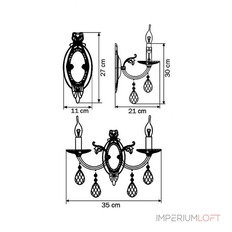 Бра Osgona Stregaro 694622 Цвет арматуры золото Цвет плафонов прозрачный от ImperiumLoft