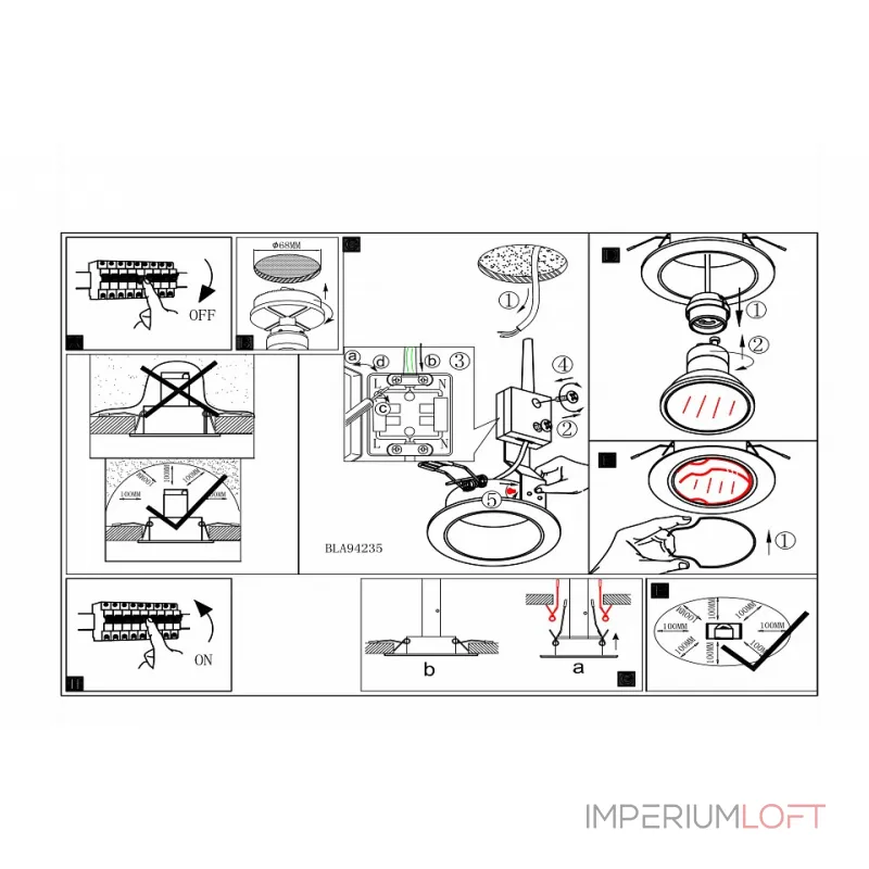 Комплект из 3 встраиваемых светильников Eglo ПРОМО Peneto 94235 Цвет арматуры белый от ImperiumLoft