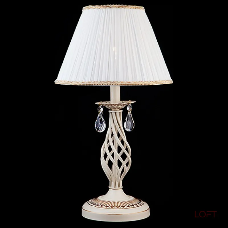 Настольная лампа декоративная Eurosvet Amelia 10054/1 белый с золотом/прозрачный хрусталь Strotskis Цвет плафонов белый Цвет арматуры золото от ImperiumLoft