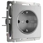 Розетка с заземлением без рамки Werkel W117 W1171009 Цвет арматуры серебро от ImperiumLoft