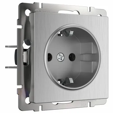 Розетка с заземлением без рамки Werkel W117 W1171009 Цвет арматуры серебро