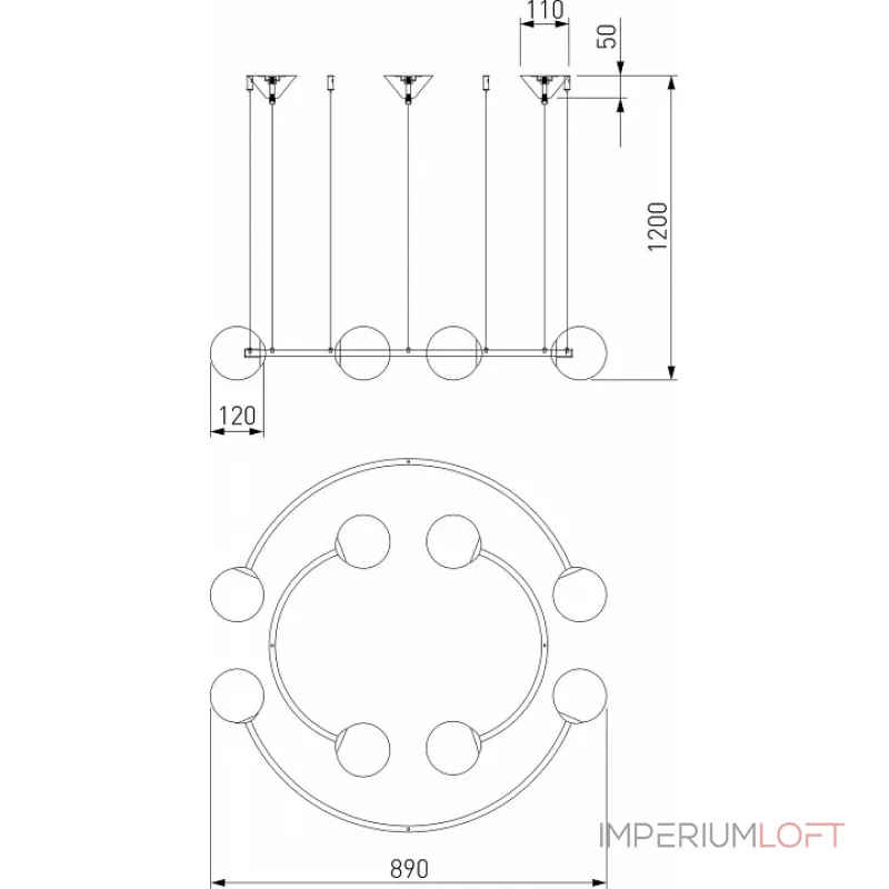 Подвесная люстра 360/8 хром