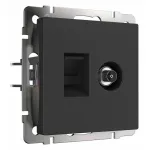 ТВ-розетка и розетка Ethernet RJ-45 без рамки Werkel черные W1181308 от ImperiumLoft