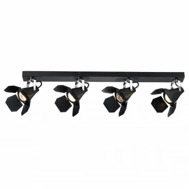 Спот Arte Lamp Cinema A3092PL-4BK Цвет арматуры хром Цвет плафонов черный Спот Arte Lamp Cinema A3092PL-4BK Цвет арматуры хром Цвет плафонов черный