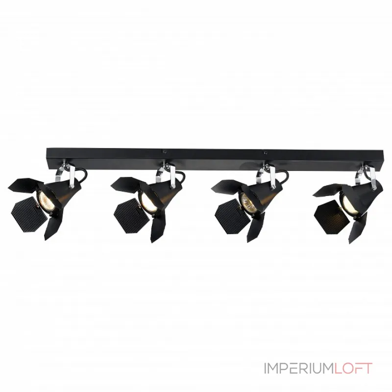 Спот Arte Lamp Cinema A3092PL-4BK Цвет арматуры хром Цвет плафонов черный от ImperiumLoft Спот Arte Lamp Cinema A3092PL-4BK Цвет арматуры хром Цвет плафонов черный от ImperiumLoft