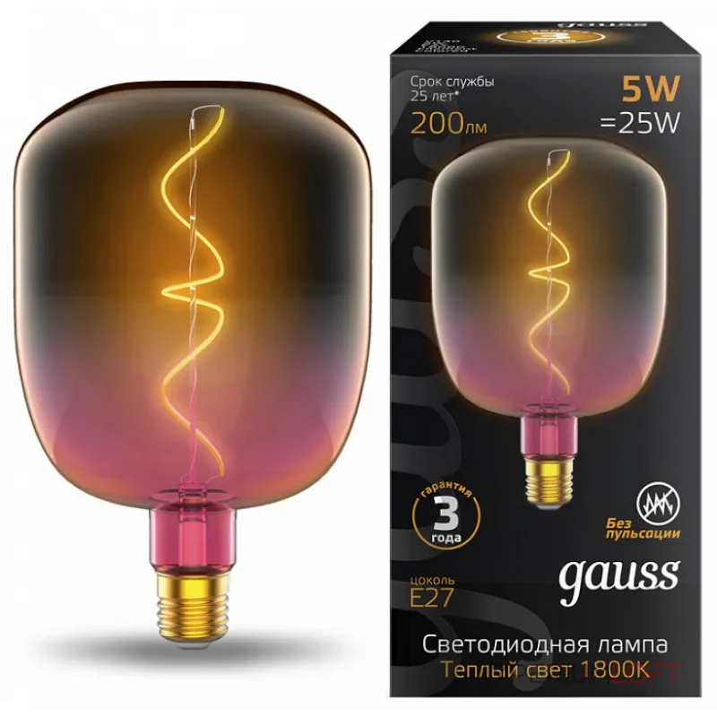 Лампа светодиодная Gauss Colored E27 5Вт 1800K 1010802105 Цвет арматуры серый Цвет плафонов серый от ImperiumLoft