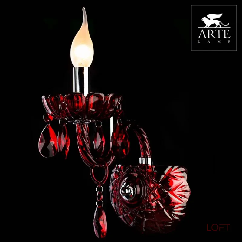 Бра Arte Lamp Teatro A3964AP-1RD Цвет арматуры хром Цвет плафонов красный от ImperiumLoft Бра Arte Lamp Teatro A3964AP-1RD Цвет арматуры хром Цвет плафонов красный от ImperiumLoft