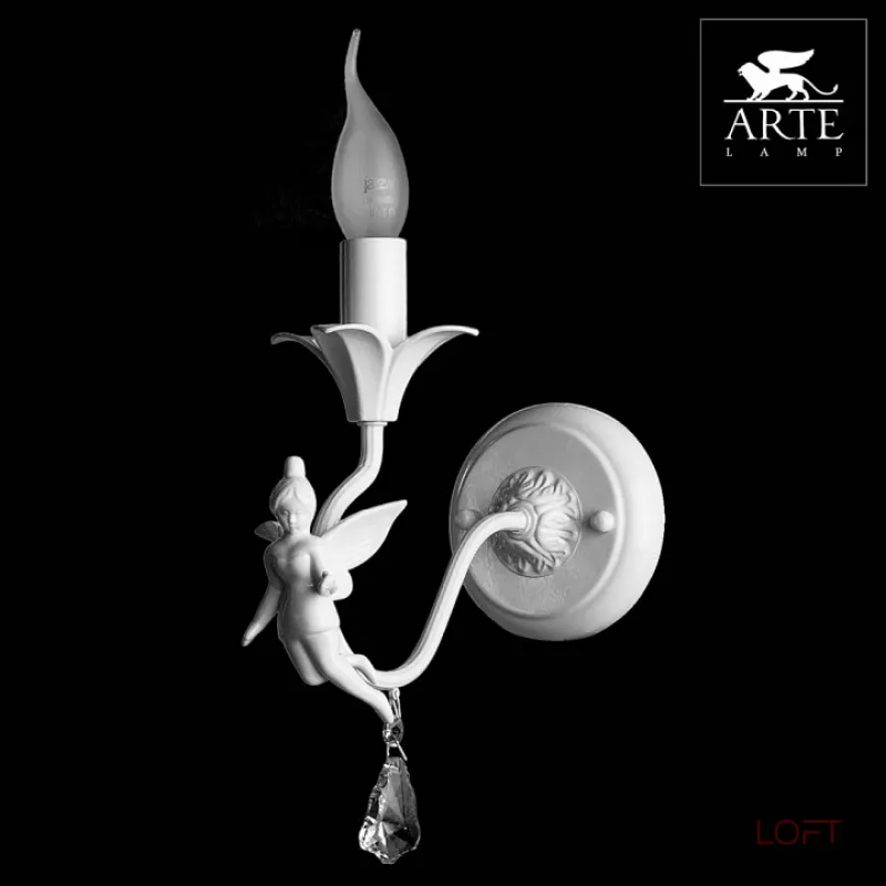 Бра Arte Lamp Angelina A5349AP-1WH Цвет арматуры белый Цвет плафонов прозрачный от ImperiumLoft