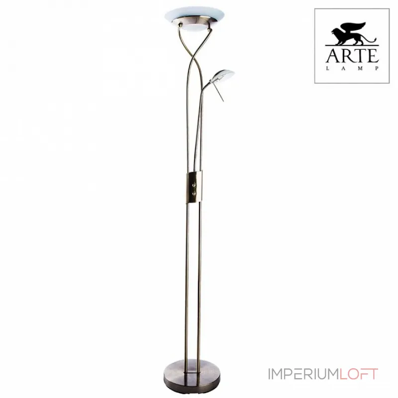 Торшер с подсветкой Arte Lamp Duetto A4399PN-2AB Цвет арматуры бронза Цвет плафонов белый от ImperiumLoft
