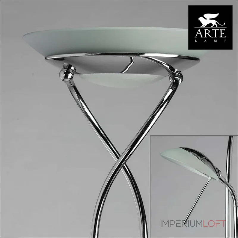 Торшер с подсветкой Arte Lamp Duetto A4399PN-2CC Цвет арматуры хром Цвет плафонов белый от ImperiumLoft