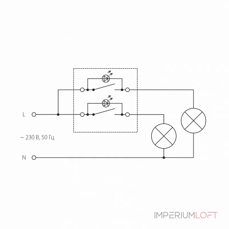 Выключатель двухклавишный с подсветкой без рамки Werkel графит рифленый W1120104 от ImperiumLoft
