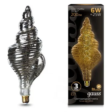 Лампа светодиодная Gauss Led Vintage Filament Flexible E27 6Вт 2400K 166802008 Цвет арматуры хром Цвет плафонов хром